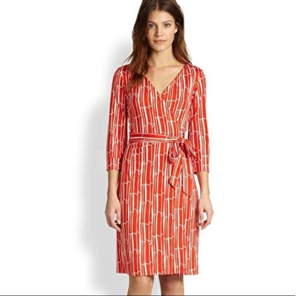 dvf red wrap dress